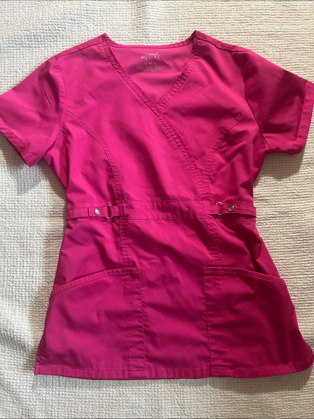 Cherokee Hot Pink V-Neck Scrub Top